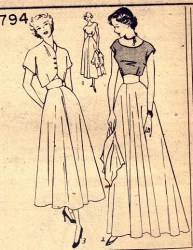 2794 SIMPLICITY 1940S LONG FLARE SKIRT LENGTHS,  BLOUSE, BOLERO PATTERN  JUNIOR 11 29'' BUST UNCUT